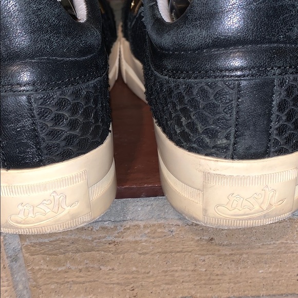 Ash "Jordy" Black Leather Python Chunky Sole Trainer Gym Shoe Side Zip - Picture 6 of 14